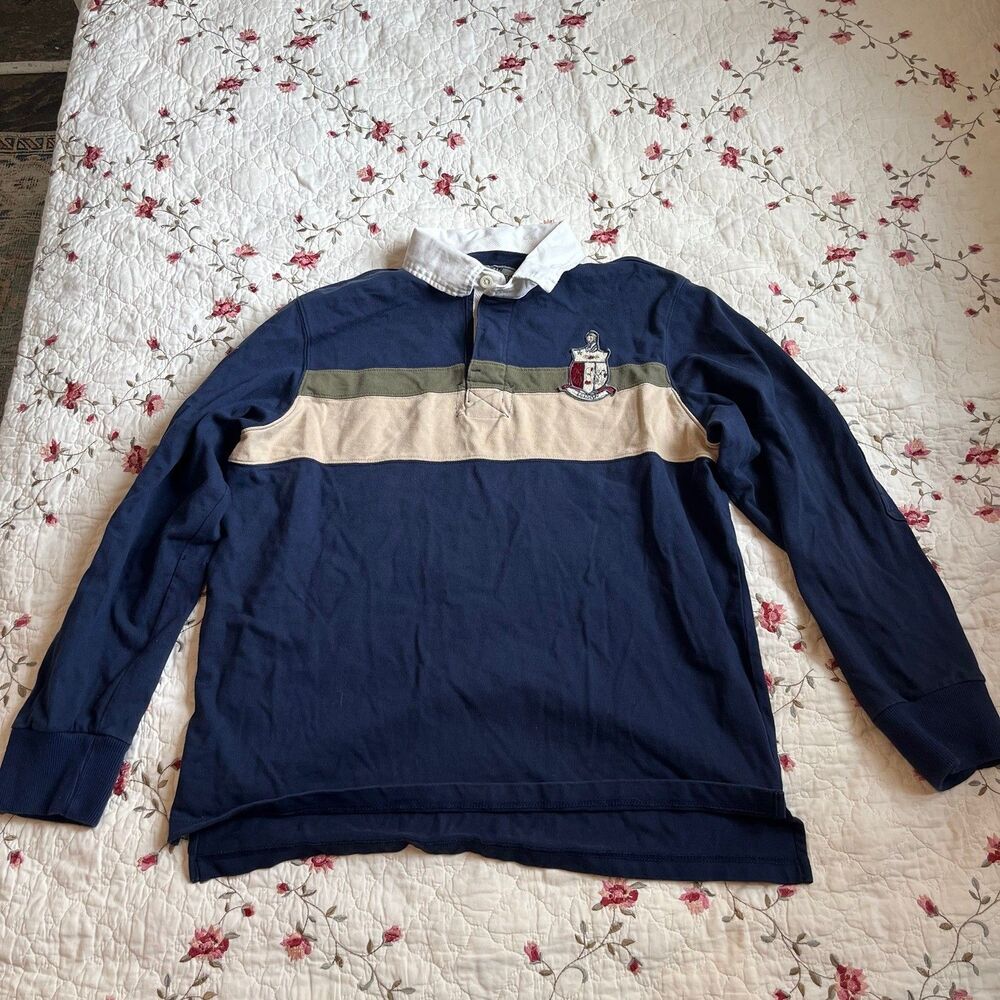 Austin Clothing Co Mens Rugby Shirt 100% Cotton Striped Long Sleeve XL